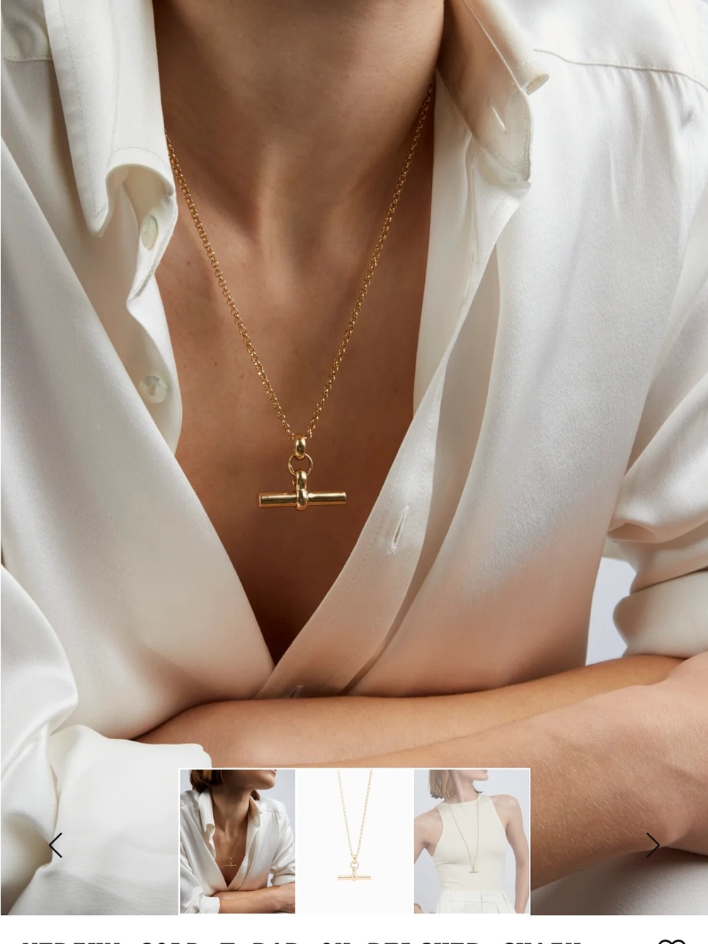 Tilly Sveaas Medium Gold T-Bar On Belcher Chain - Picture 2 of 9